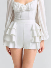 Enchnt Romantic Summer Holiday Women's Solid Color Simple Style Ruffle Hem Shorts